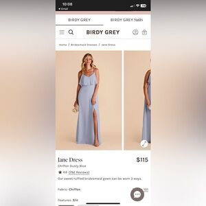 Birdy Grey Dusty Blue Gown Size M